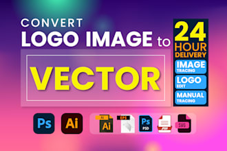 fix, edit, modify, recreate design, vectorize image or logo to vector ai, eps