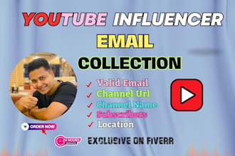find best youtube influencer research valid email list building