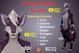 create 3d furry vrchat avatar, fursona vtuber model, 3d nsfw, vseeface