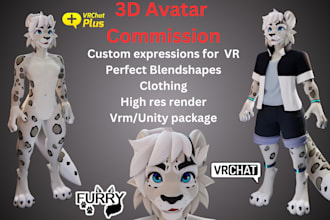 edit, fix or model realistic furry vtuber model, vrchat avatar nsfw, vseeface