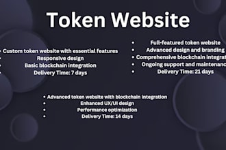 create custom token website, crypto website, blockchain website