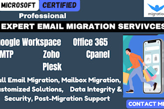 migrate your email and mailboxes form any platform  to office 365 to gmail