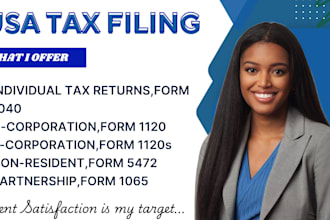 prepare and efile US tax returns personal and business 1040, 1120 and 1065
