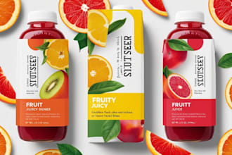 create unique juice label bottle label can label energy drink logo 3d mockup