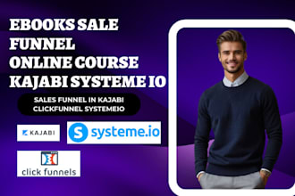 create ebook sales funnel in systemeio kajabi online course landing page kajabi