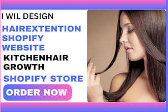 design hair extension shopify store hair growth website