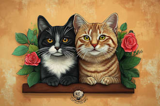 make your cat, dog, or any pet into cartoon vector portrait
