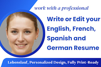 write or edit your english, french, spanish, german resume linkedin cover letter