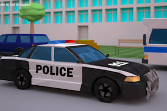 3d car low poly stylized model police,fivem,body kit, blender gta,cad interior