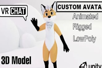 do high quality furry vrchat 3d model, vtuber vrchat vrc avatar avi in unity