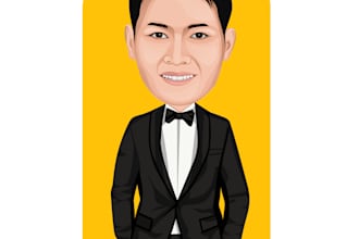 draw an amazing big head cartoon caricature avatar