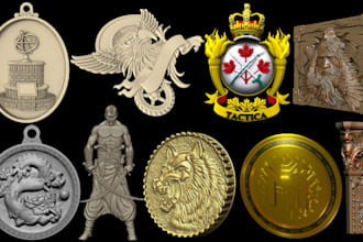 sculpt 3d coin model family crest medallion bas relief  stl 3d printing or cnc