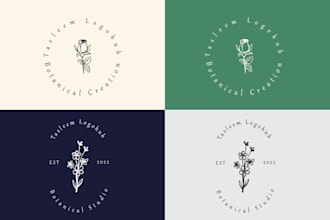 design beautiful hand drawn botanical boho logo