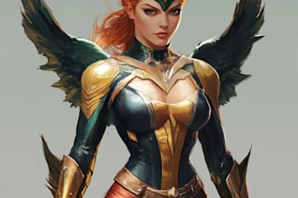 do concept art superhero character for anime style comic