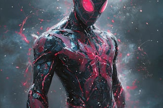 create a superhero character on comic book illustration