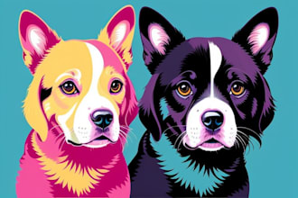 create your pet photo into professional digital wpap pop art portrait