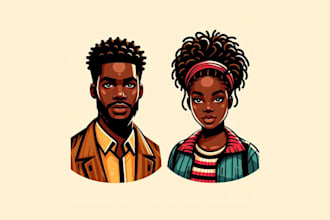 make african american character illustration portrait, avatar, or logo