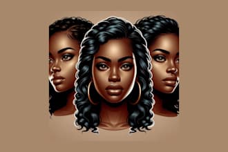 create realistic african american character illustration portrait logo