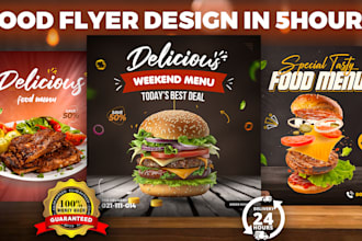 create food flyer in 5 hours for you