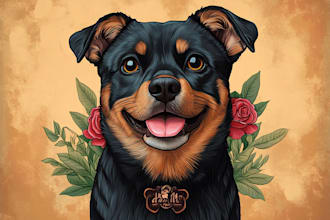 do custom cartoon portrait of your dog, cat, or any pet into cute kawaii art