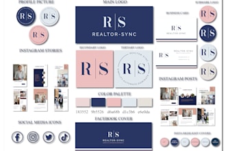 do luxury minimal initials feminine personal brand logo instagram branding kit