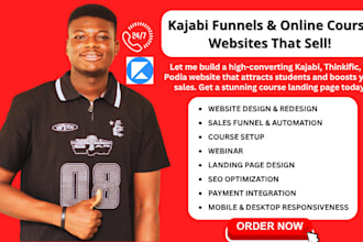 kajabi website design, kajabi funnel, thinkific podia online course landing page