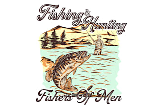 create illustration inspired by vintage fishing and camping