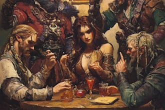 make dnd art, monster character, and dnd party