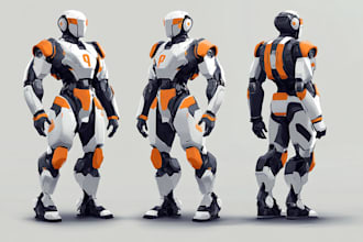design robots and concept art of futuristic mecha