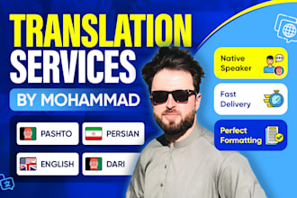 translate english to farsi, dari, pashto accurately