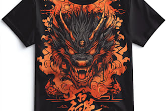 create japanese or anime streetwear style for t shirt