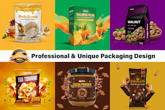 do product packaging design, label design, pouch design, packaging box design