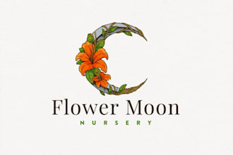 design unique flower moon logo