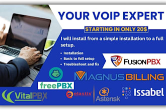 install voip, freepbx, 3cx, zoiper, asterisk, magnus billing and issabel for you