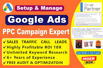 setup and manage highly profitable google ads PPC campaigns ROI expert