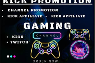 complete twitch, kick channel promotion to gain followers, viewers, real chatter