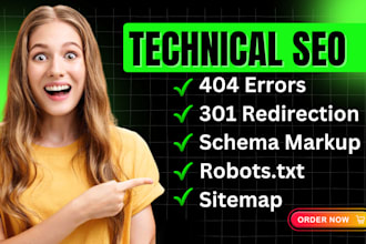 fix technical SEO issues 301 404 errors schema markup robots txt xml sitemap
