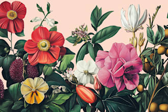 draw botanical illustrations of flowers, plants, fruits