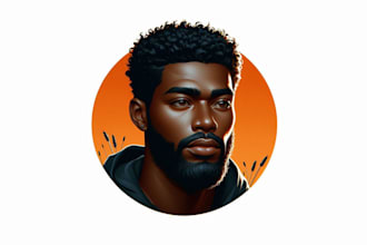 do modern realistic african american character illustration portrait logo