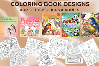 design coloring book pages and covers for KDP and etsy