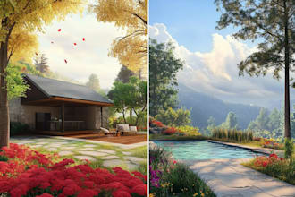 create a realistic landscape or background illustration for game, book, project