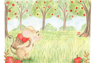 create watercolor children character illustration