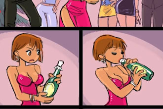 draw commercial nsfw comic page, furry comic page, sfw comic page, erotic comic
