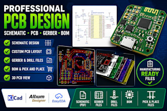 design schematics, custom pcb design, gerber files and bom