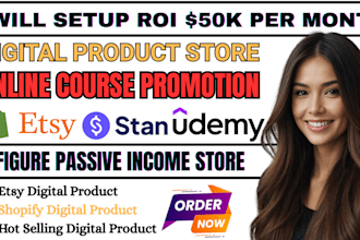 setup shopify digital product store, stan store design, course promotion