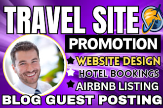 travel site promotion, website design, hotel bookings, airbnb listing