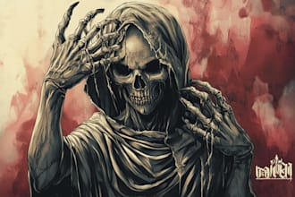 draw high detailed dark art illustration with horror shades
