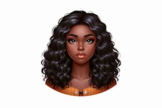 create realistic african american character illustration portrait logo