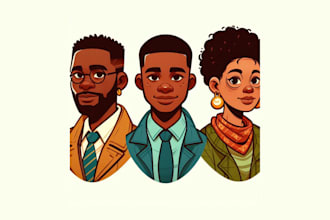 do unique african american character illustration portrait, avatar, or logo