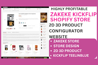 do zakeke kickflip customily teeinblue 2d 3d shopify store product configuration